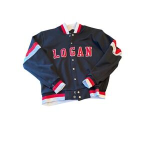 Logan Varsity Jacket XL Team Pride‎ Black Red Snap Closure Ribbed Cuffs